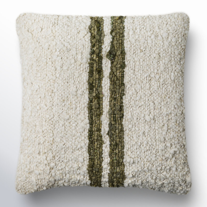 Coussin Alivia, Vert olive, Duvet, 20 po x 20 po