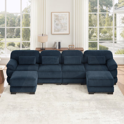 Canapé modulaire en U Cloud Couch, canapé 4 places avec 2 repose-pieds, coussins de siège épais et confortables