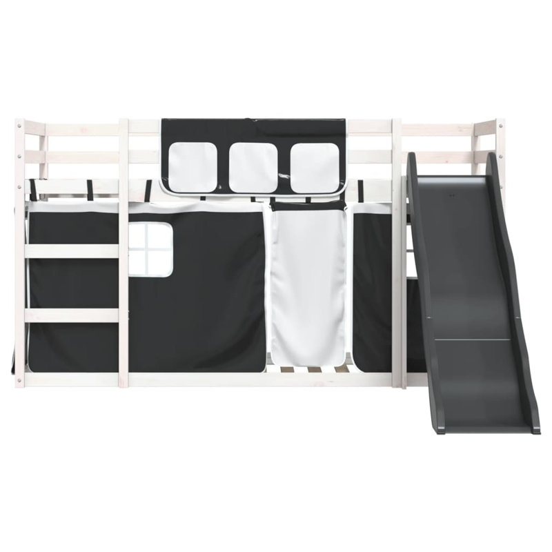 Inness Bunk Bed Themed Beds with Trundle Included, Single (90 x 200 cm), Black, White
