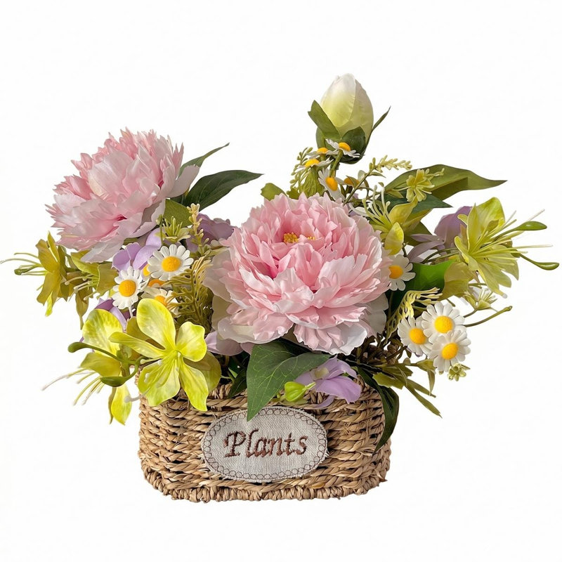 Arrangement floral rustique artificiel, Rose profond