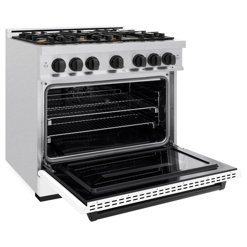 ZLINE Autograph 36" Classic Dual Fuel DuraSnow Range w/ Accents, White/Black