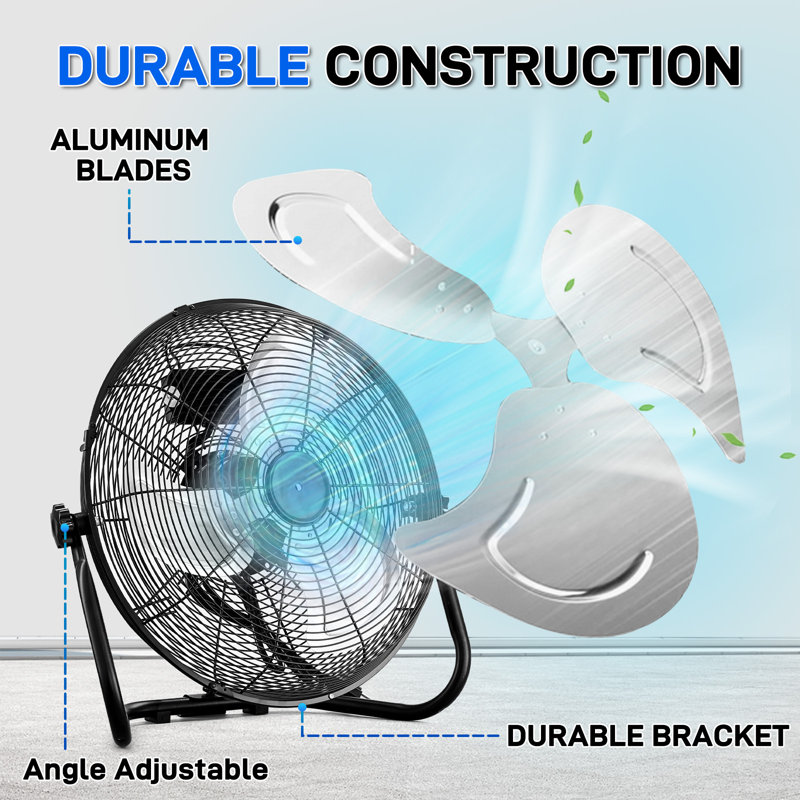 Ventilateur de sol électrique 16 "à 3 vitesses 16" noir