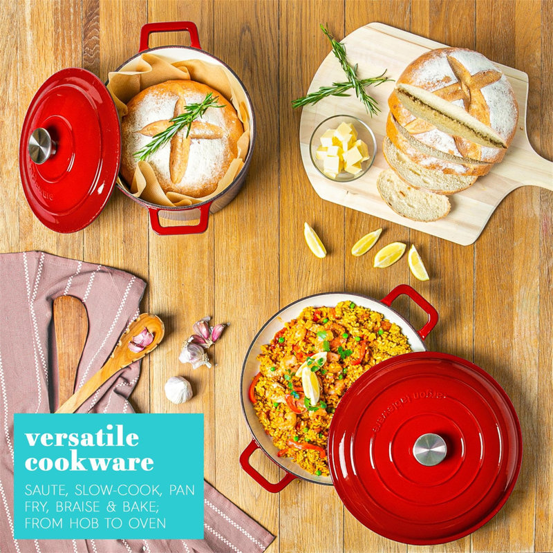 2 - Piece Non-Stick Aluminum Cookware Set, Red
