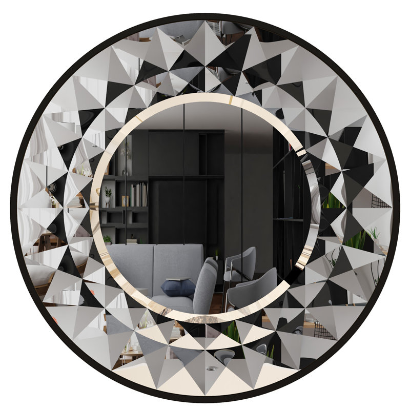 Ahnalee Engineered Wood Flat Wall Mirror, 65cm H x 65cm W, Black