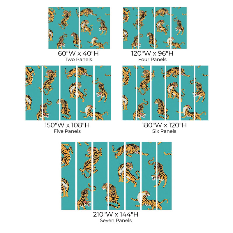 Murale pelez et collez de qualité supérieure - Motifs de tigre, L 180 po x L 120 po