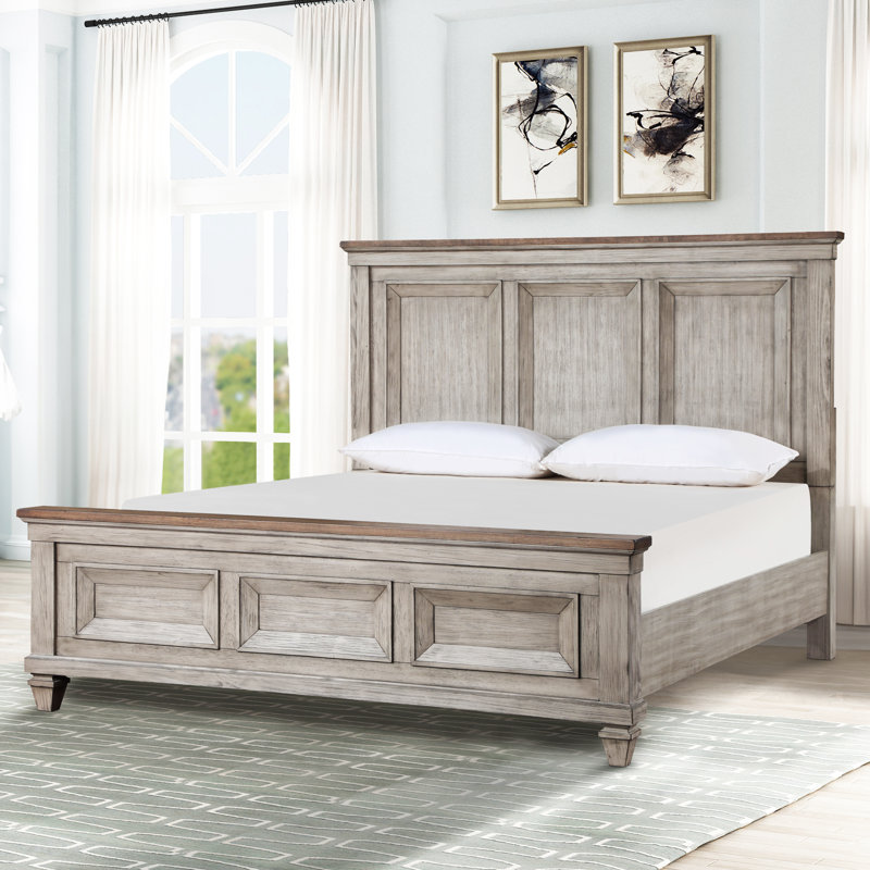 Mirabeau Solid Wood Panel Bed, Cream, King
