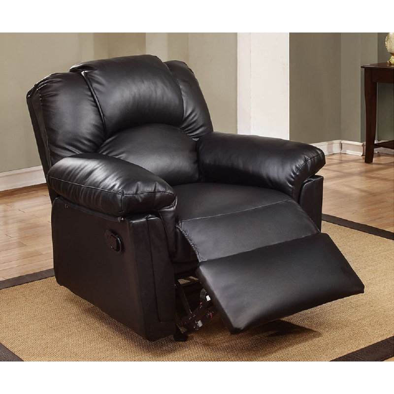 Faux Leather Recliner, Black Faux Leather