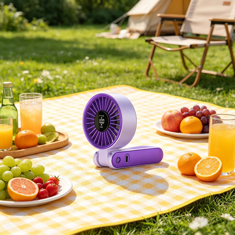 Ventilateur portatif à affichage numérique kbndieu, Purple