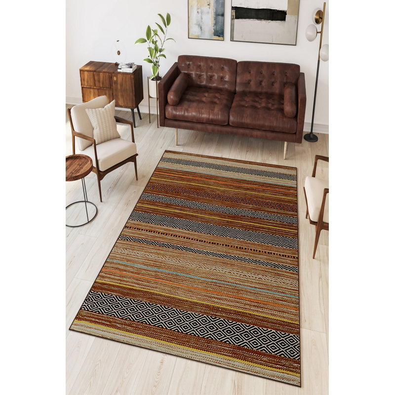 High-Quality Area Rug, Brown, 23.6 x 39.4 inches | 100% Polyester, 650 g/m² | Antibacterial, Eco-Friendly, Non-Slip PVC Dot Underside | Machine Washable, Perfect for Living Room, Bedroom & Home Decor