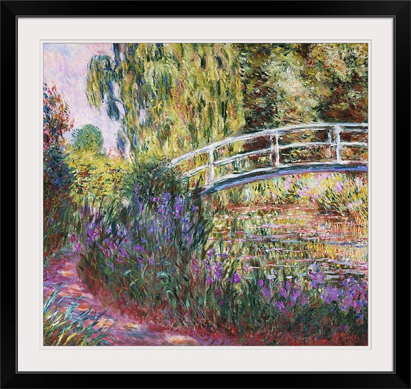 «Le pont japonais, étang avec nénuphars, 1900» par Claude Monet, reproduction d'art, H 24 po x l 24 po x P 1 po, Cadre noir