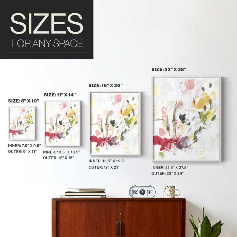 Signal Flares II Framed Print - Solid Wood, 15" H x 12" W, White Framed