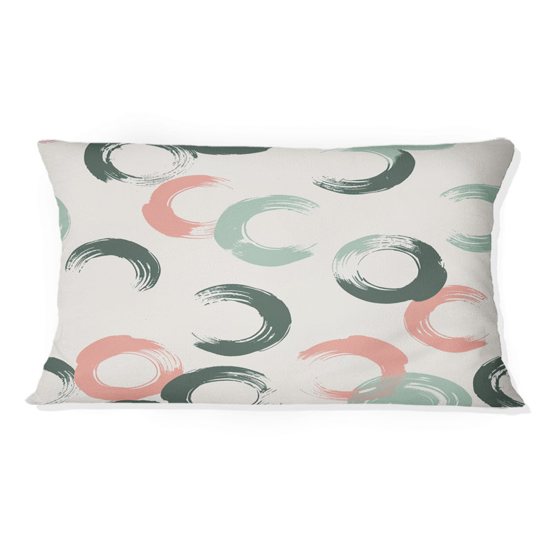 Coussin Boho bleu et rose avec motif écume de mer, Forme rectangulaire, H 12 po x l 20 po