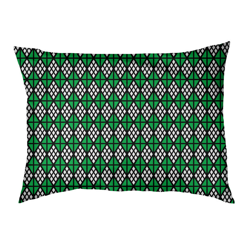 Coussin diamants Byrge, Moyen (L 29,5 po x P19,5 po x H 9,5 po), Noir / vert pâle
