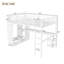 Structure de lit mezzanine grand lit en métal avec bureau, garde-robe intégrée et tablettes de rangement, lit mezzanine haut peu encombrant, blanc