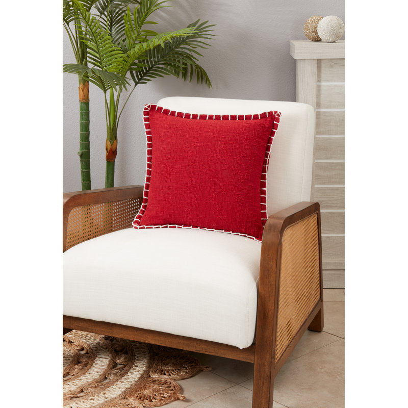 Red Cotton Chunky Whip Stitch Euro Pillow Cover