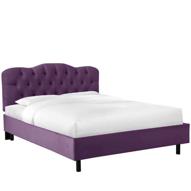 Pires Upholstered Platform Bed, California King, Classic Aubergine Velvet