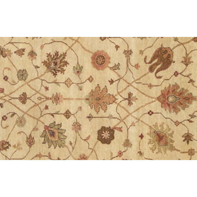 Tapis en laine beige/doré 6 pi x 9 pi noué la à la main one-of-kind Derwin