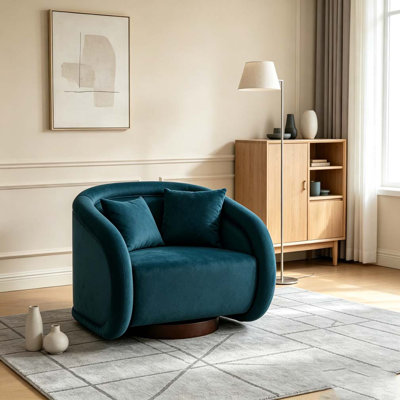Fauteuil d'appoint pivotant, fauteuil demi-tonneau pivotant à 360 degrés