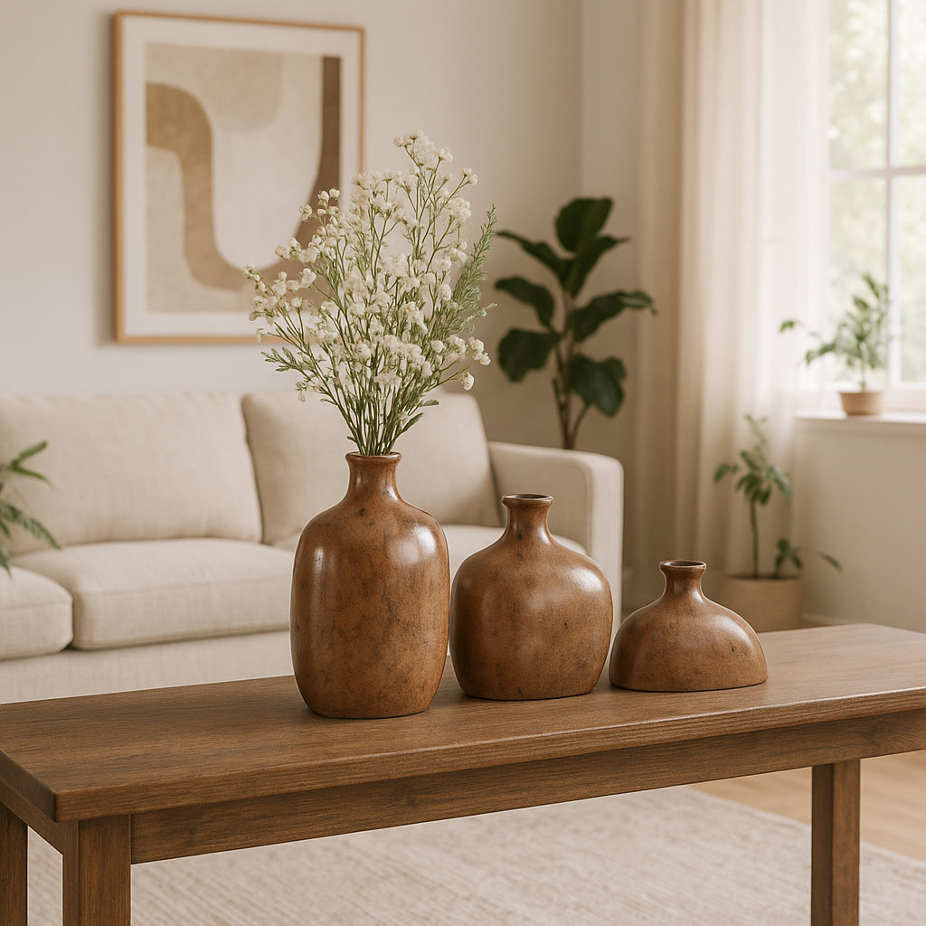 Kielo Ceramic Table Vase, Brown