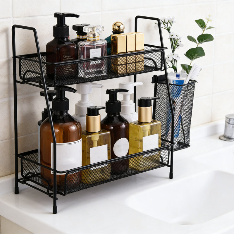 2-Tier Bathroom Countertop Organizer,Skincare, Makeup Countertop Organizers, Black
