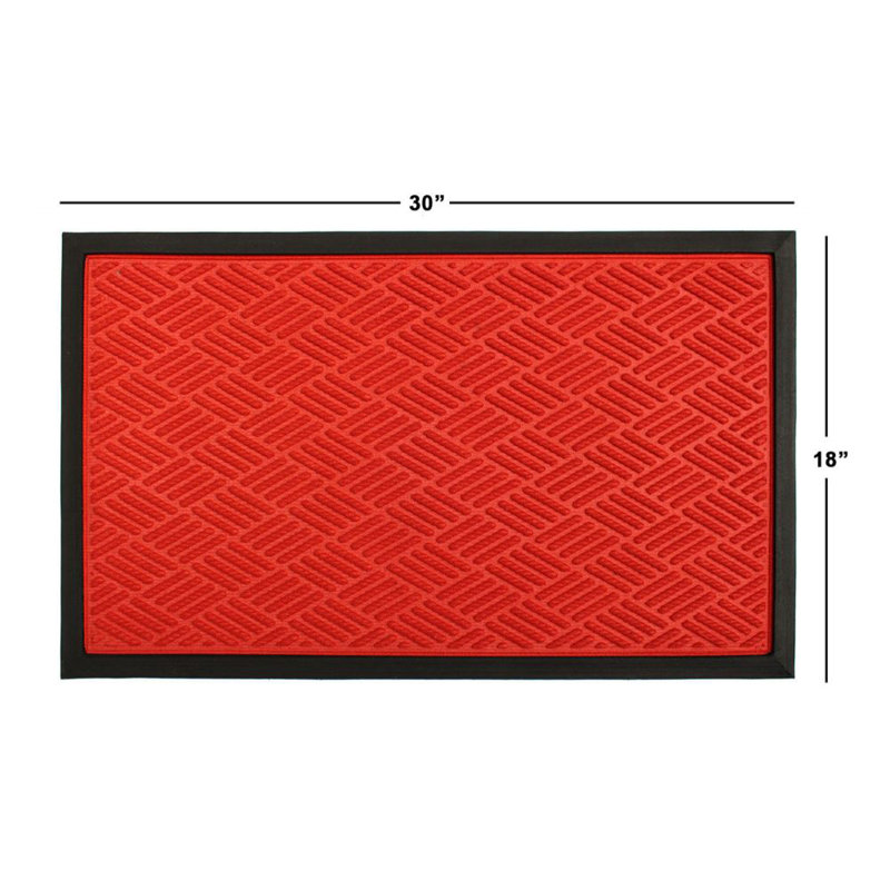 Tapis de porte antidérapant intérieur / extérieur en caoutchouc Ashel, Rouge, H 18 po x L 30 po