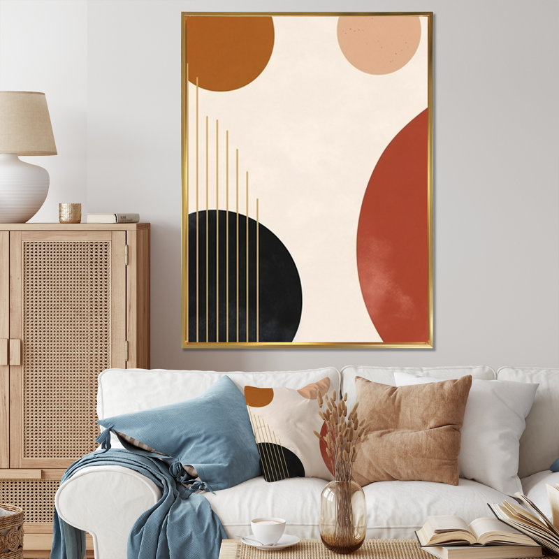 Beige Minimal Boho Pattern 2 - Minimalism Wall Art, Gold Floater Framed, 32" H x 24" W x 1" D