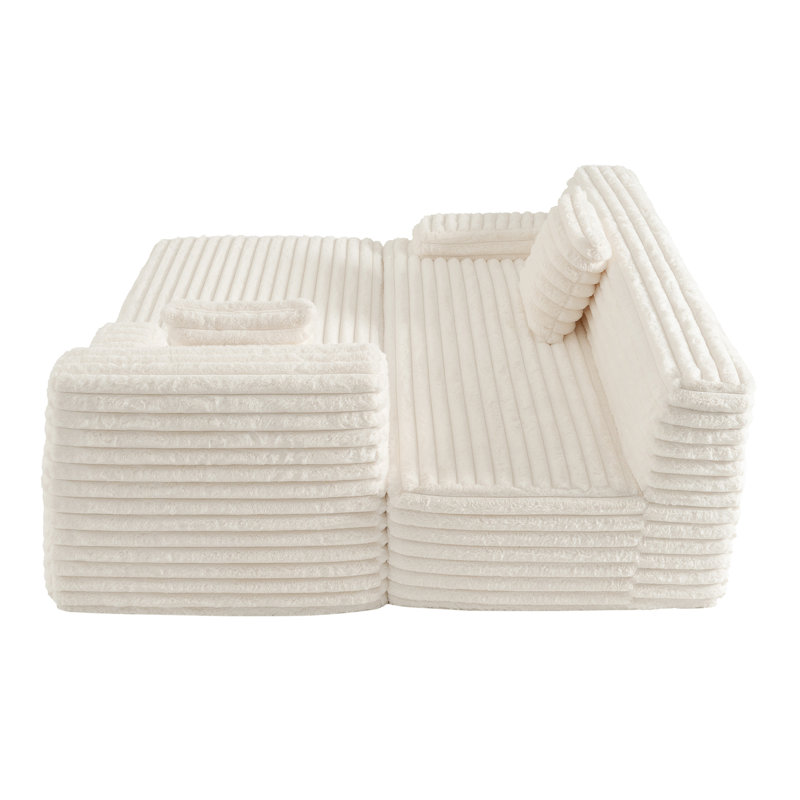 Canapé modulaire 110 po Cloud, Fausse fourrure beige