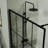 Walk-In 46" X 72" Shower Screen - Black, Tempered Glass, Support Frame For 4 Side Glass