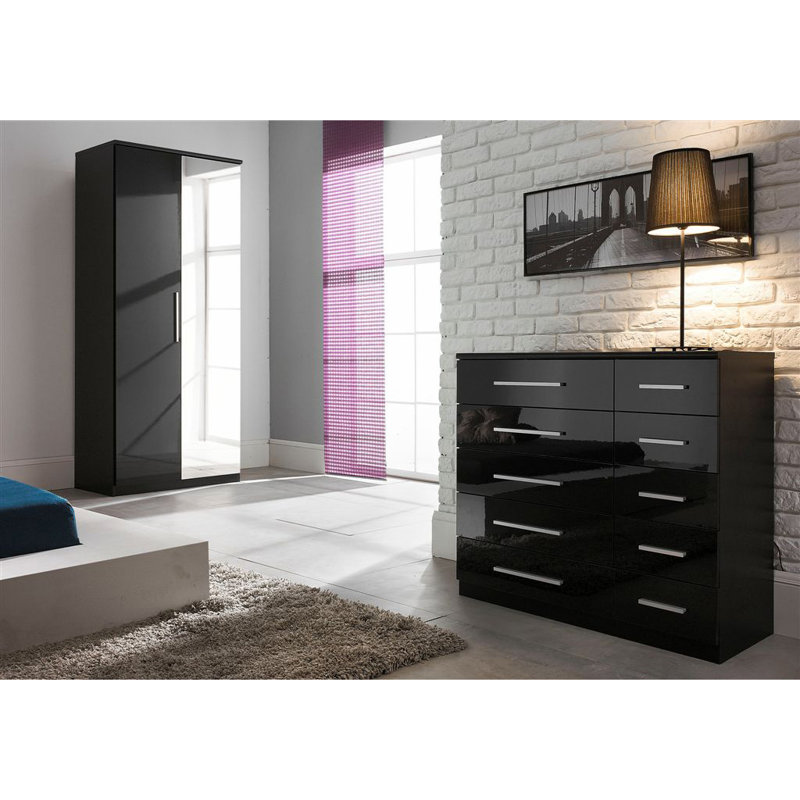 Kirkwood Solid Wood 103cm W 10 - Drawer Chest of Drawers, Black