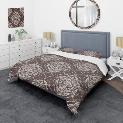 Ensemble de housse de couette en microfibre brun / blanc 2 pièces