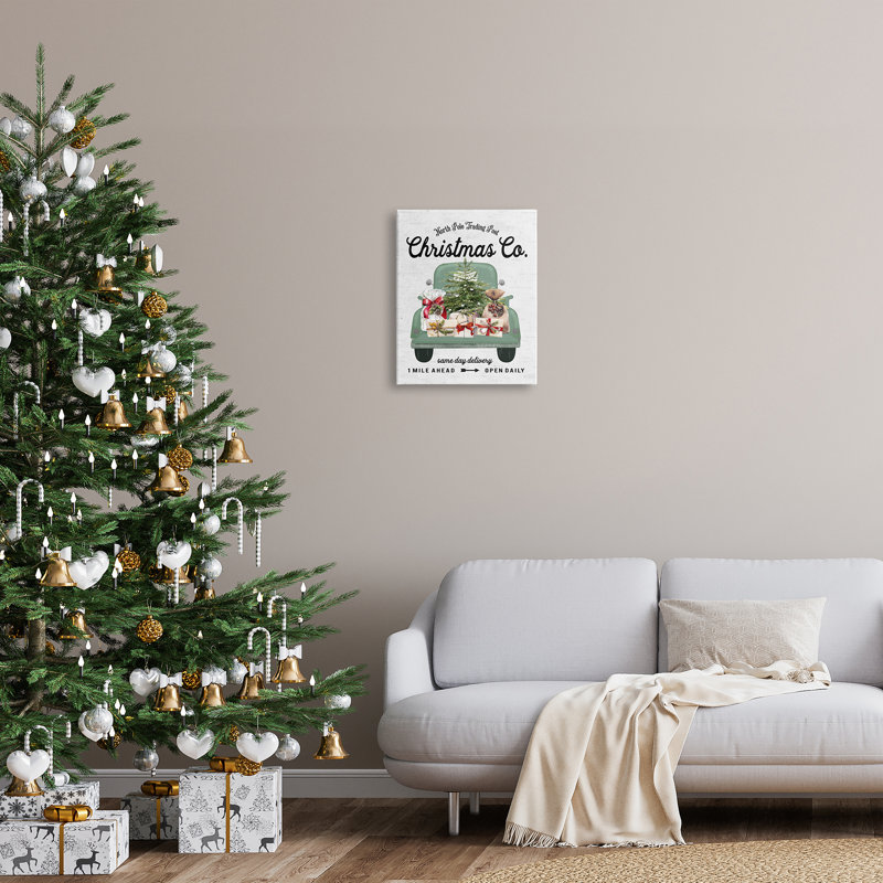 Camion-cadeau de Noël sur toile par lettré et doublé, H 20 po x l 16 po x P 1,5 po