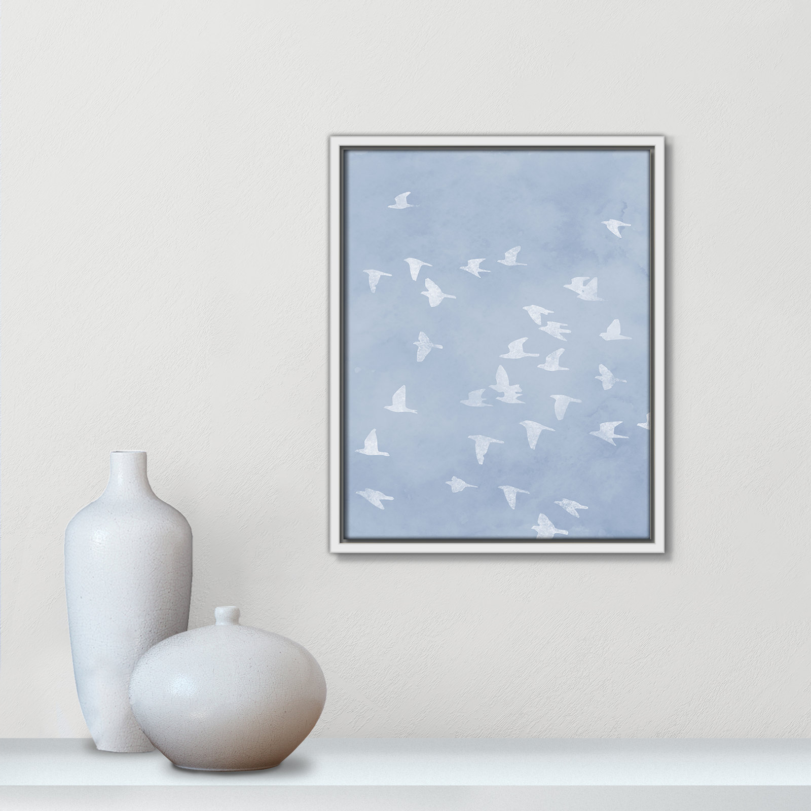 Flying Friends Print by Marcus Prime, White Floater, 12.5'' W x 15.5'' H