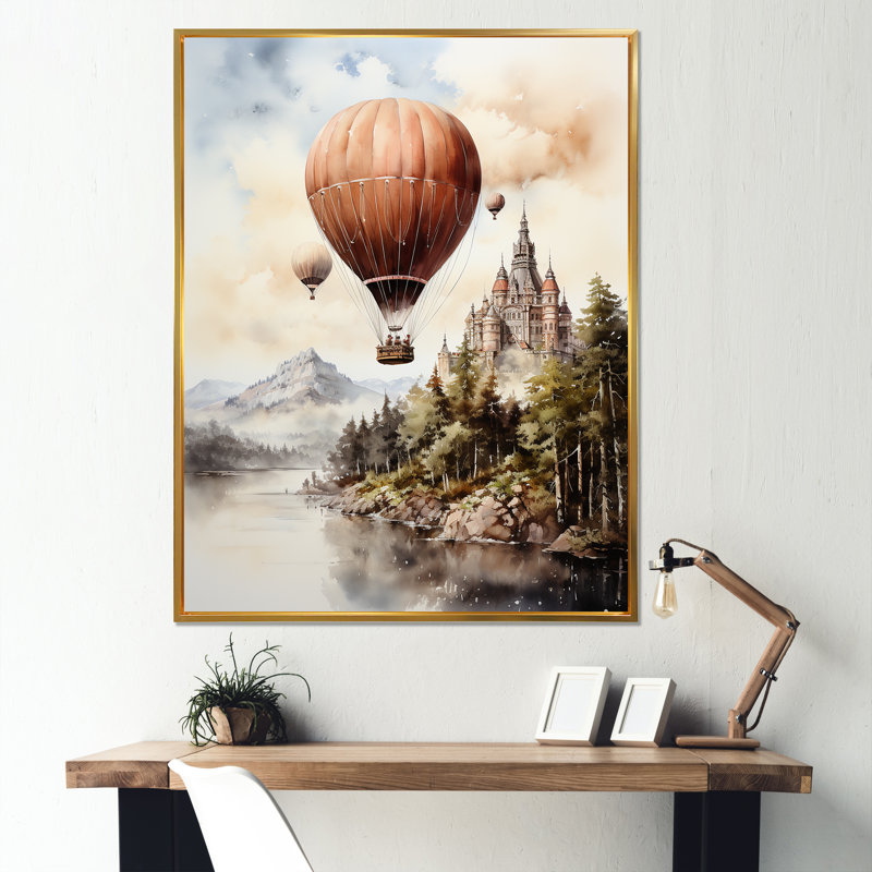 Vol en montgolfière Castle III, Cadre flottant doré, H 32 po x l 16 po x P 1 po