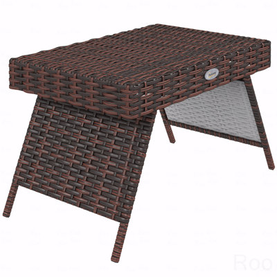 Table d'appoint pliante en rotin, table de bout d'extérieur, table basse en rotin tissé à la main