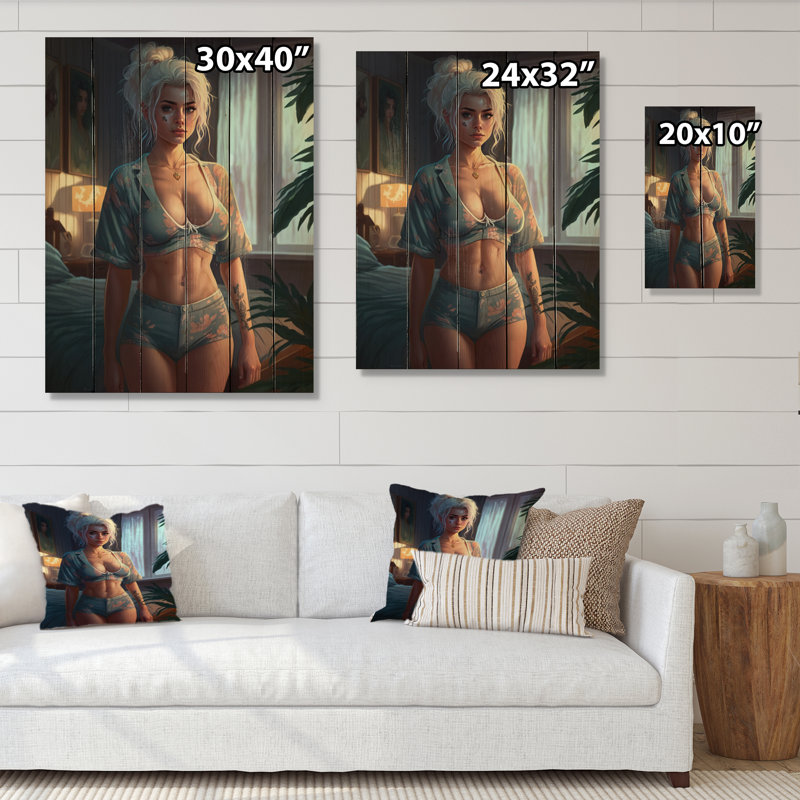 «Gorgeous Morning Glory VI», impression sensuelle sur bois de pin naturel, H 20 po x l 10 po x P 0,78 po