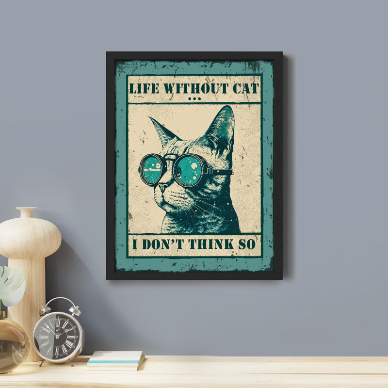 " Cat In Glasses ", 10" H x 8" W, Black