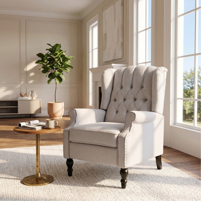 Fauteuil inclinable en tissu capitonné gris clair