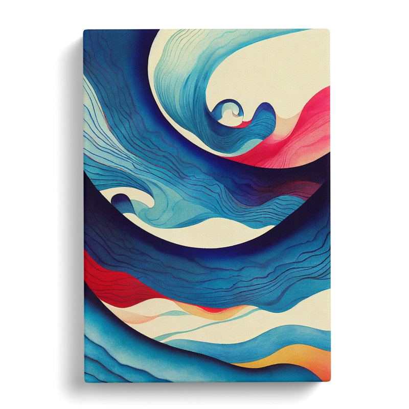 Painted Ocean Wave No.1 Abstract - Wrapped Canvas Print, 50cm H x 35cm W x 3cm D, Wrapped Canvas