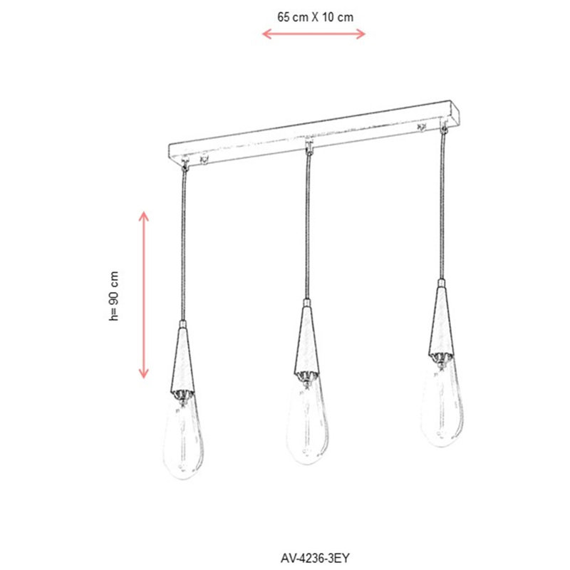 Luminaire suspendu à 3 lumières pour îlot de cuisine
