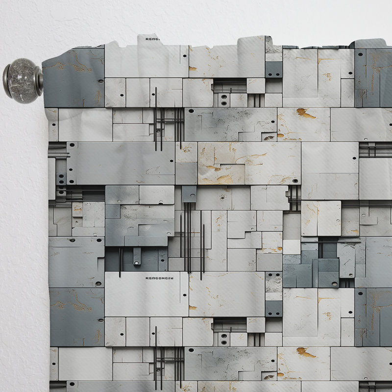 Industrial Harmony I - Abstract Curtain - Velvet Room Darkening - 1 Panel, 52" W x 120" L