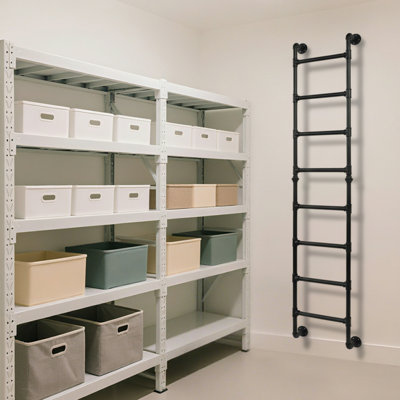 95.6Inch Height Bunk Bed Ladder, 8-Step Metal Ladder High Loft Attic Step Ladder 150Kg Load For Basement, Loft, Dorm, Small Spaces(95.67(H)*17.72(D)*5.91In(W))