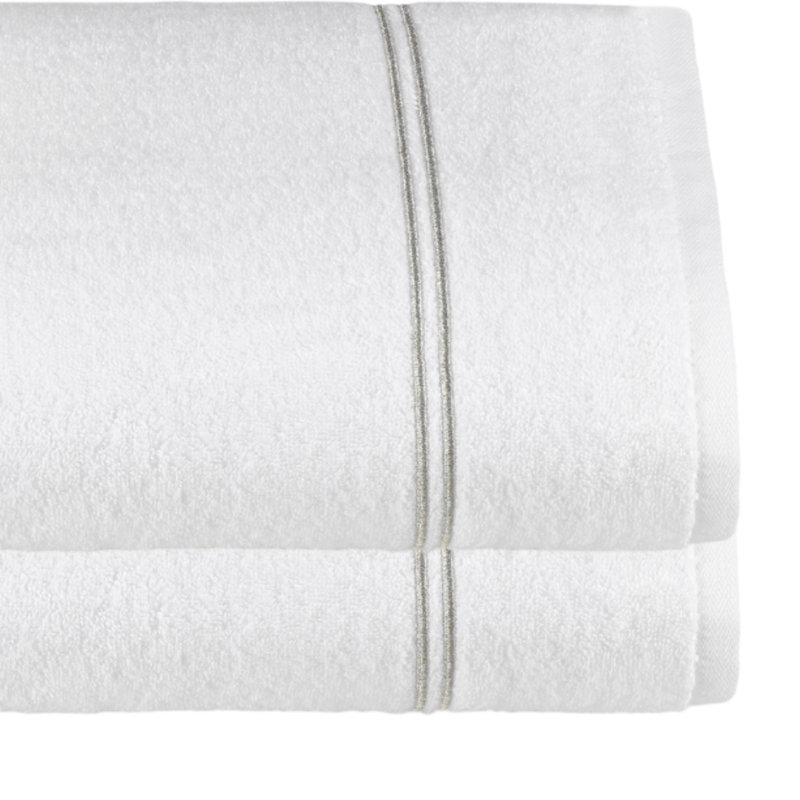 Drap de bain en coton Glendell, Blanc/argenté
