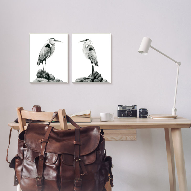 «Great Herons», ensemble de 2 impressions sur bois, Bois, H 15 po x l 10 po x P 0,5 po
