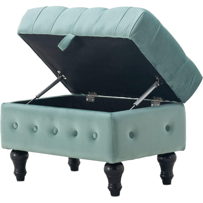 Eman Upholstered Ottoman, Teal