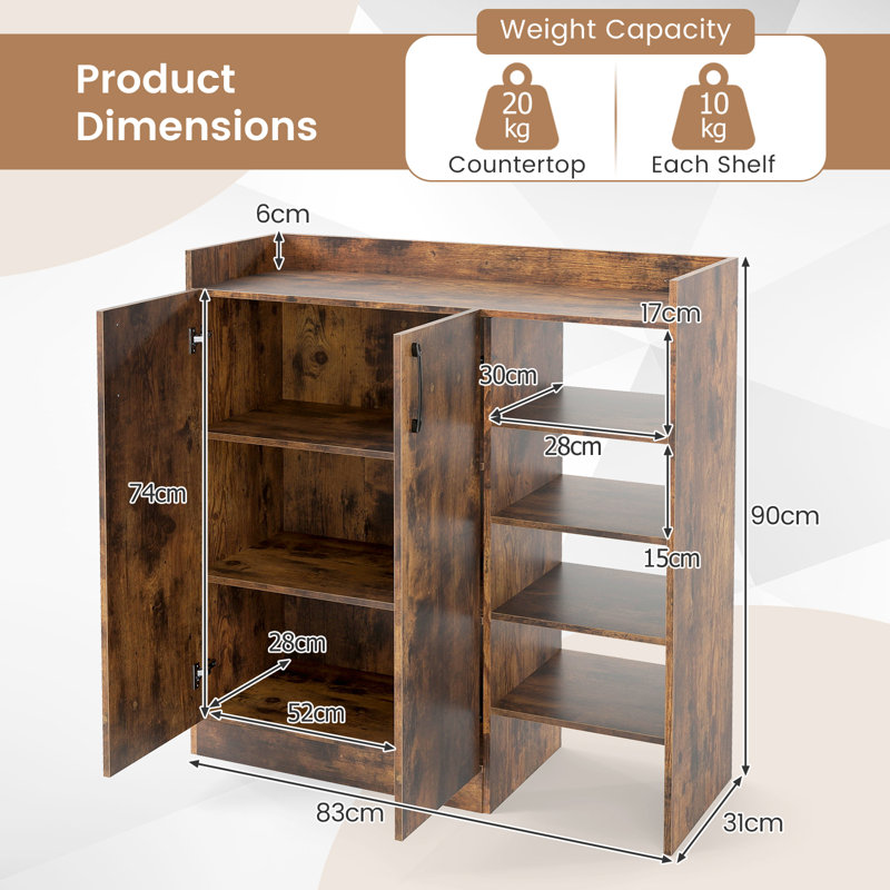 10 Pair Shoe Storage Cabinet, Brown