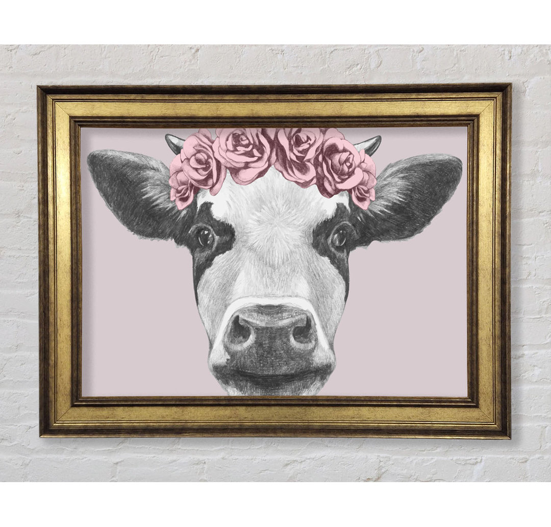 Rose Cow Head - Einzelner Bilderrahmen Kunstdrucke