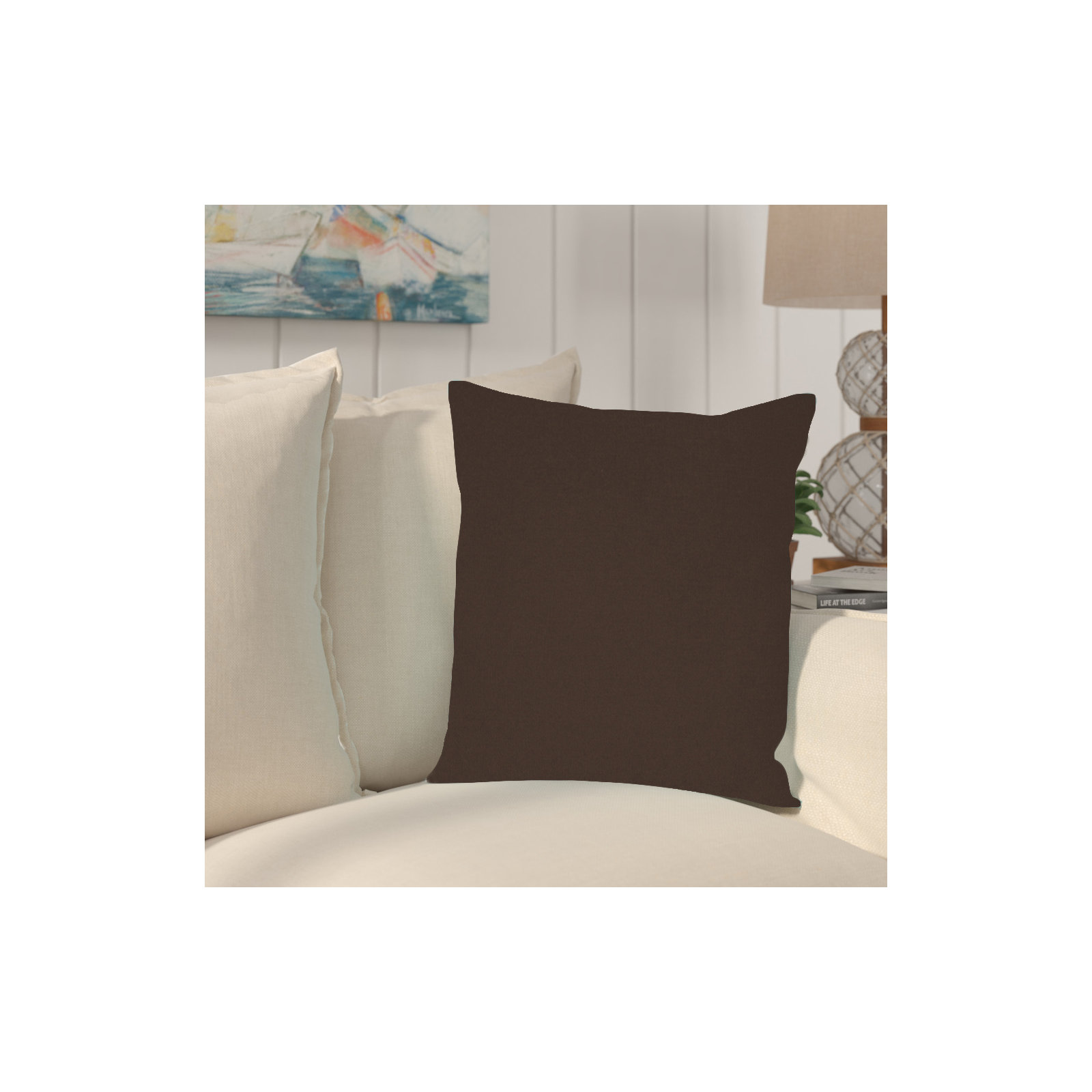 Jessica Sunbrella® Indoor/Outdoor Throw Pillow, Seascape Charcoal