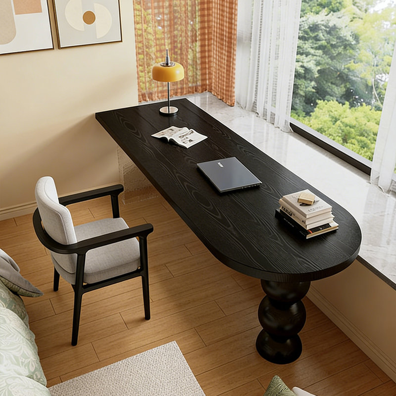 Bois massif noir demi-cercle, 29.53"H×78.74"L×23.62"W
