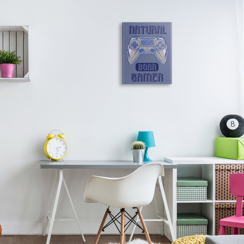 «Natural Born Gamer Text Saying Blue» par Ziwei Li - impression, Toile tendue, H 20 po x l 16 po x P 1,5 po