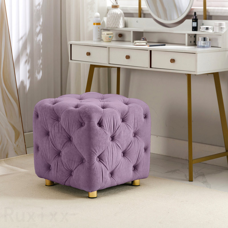 Repose-pieds rembourré en velours Modern, Mauve
